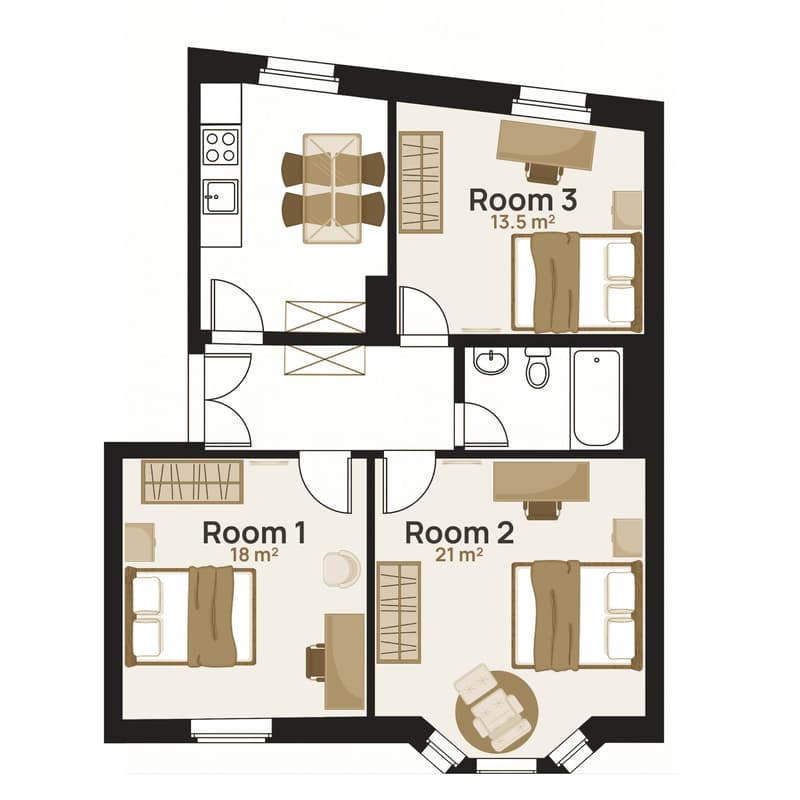 Möblierte Zimmer Kreis 4 (All-Inclusive), Furnished Rooms (5)