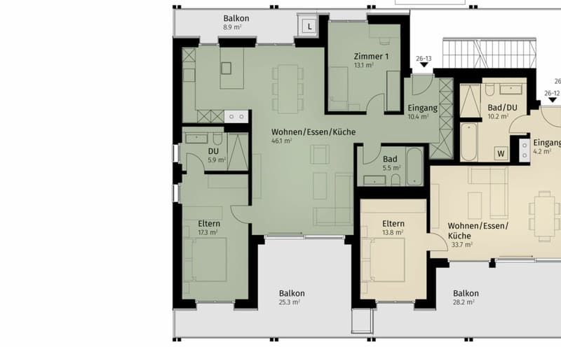 142 m² | Appartement 3,5 pièces au 1er étage | Première occupation (10)