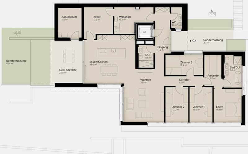 Traumhafte Fernsicht auf Alpstein mit Säntis und Churfirsten - 5.5-Zi.-Terrassenhaus (13)