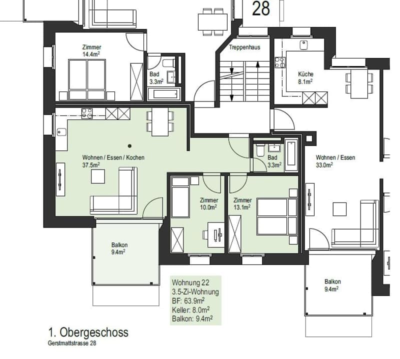 Schöne, renovierte 3 1/2-Zimmerwohnung zu vermieten! (9)