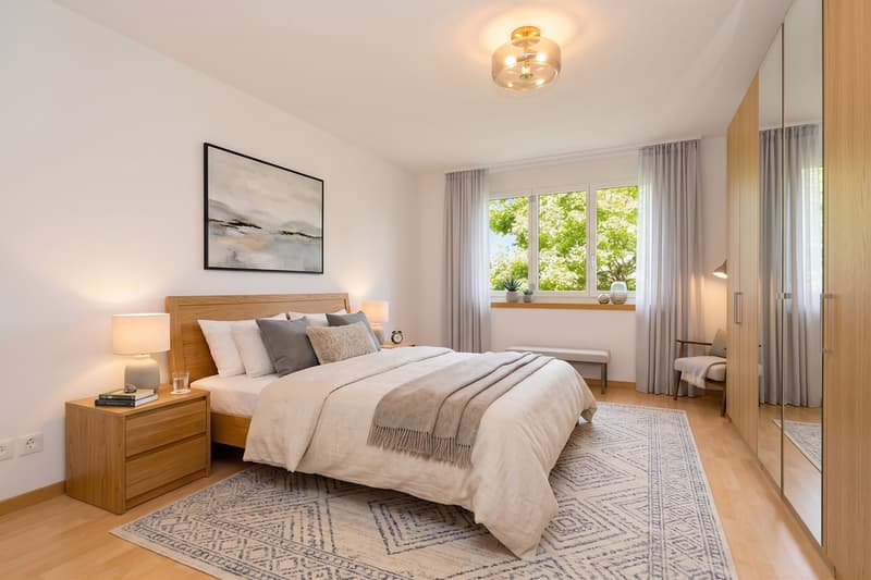 Schlafzimmer mit Möblierung