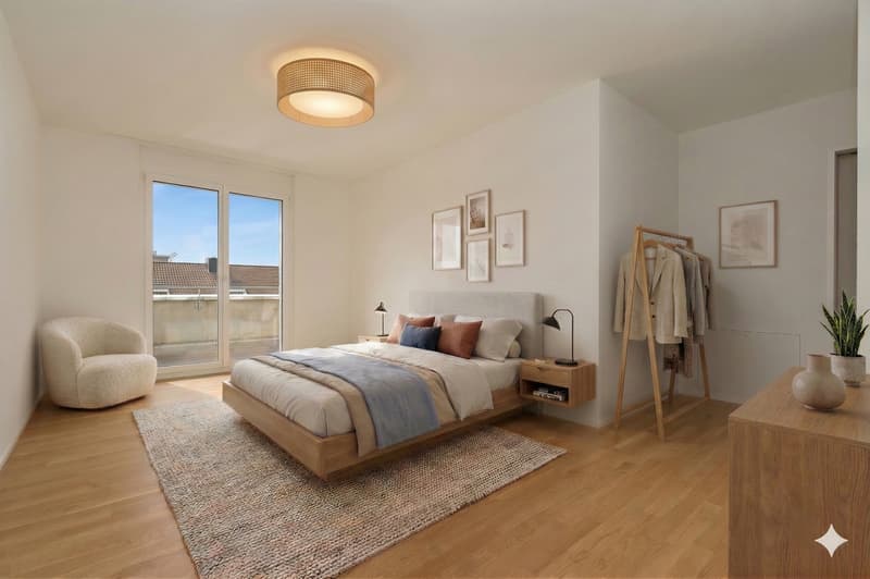 Schlafzimmer mit Möblierungsvorschlag