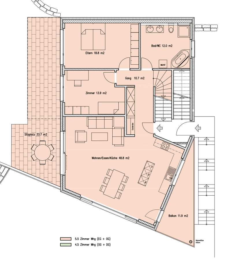 Appartement lumineux, entretenu de 5,5 pièces avec terrasse immense (8)