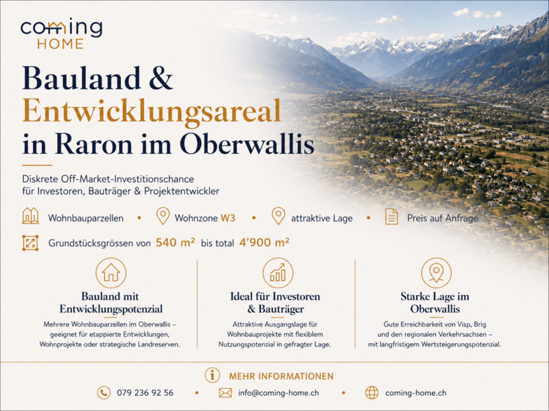 8 Bauparzellen mit rund 4'900 m² Gesamtfläche in Raron (1)