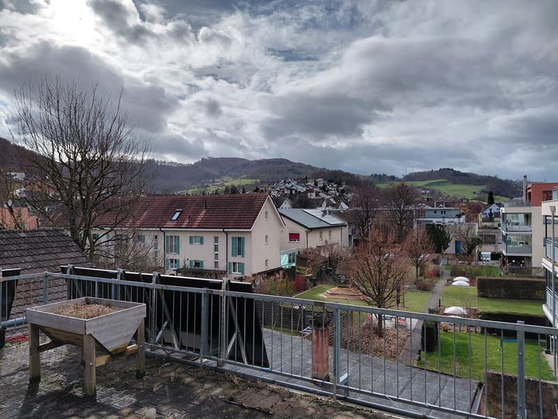 a view of a large residential area in the distance with mountains