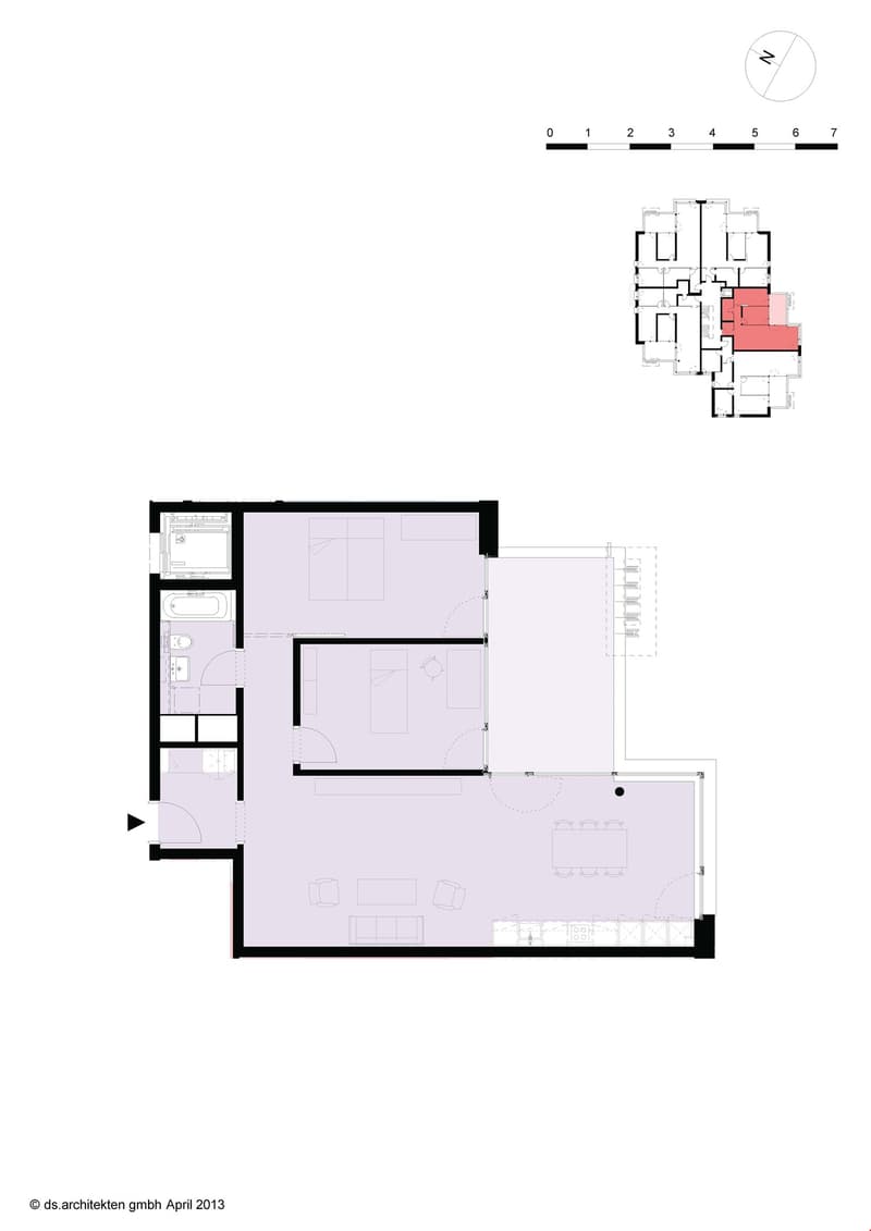 living room, kitchen, 3 bedrooms, 2 bathrooms, balcony