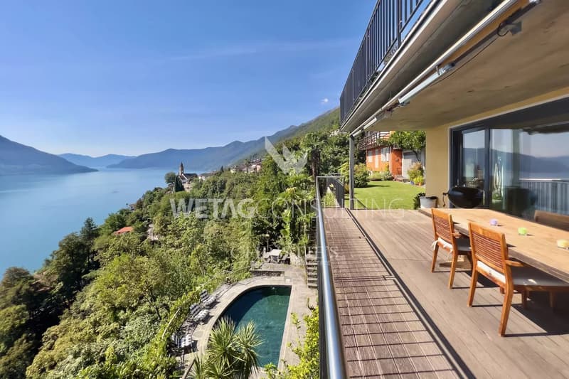Geräumige Villa mit Gästehaus, Aussenpool & Blick auf den Lago Maggiorein Ronco sopra Ascona zu verkaufen (2)