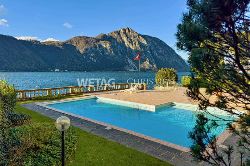 Lugano-Bissone: Wohnung mit direktem Zugang zum See, Aussenpool, Seeblick & Bootsplatz zu verkaufen (1)
