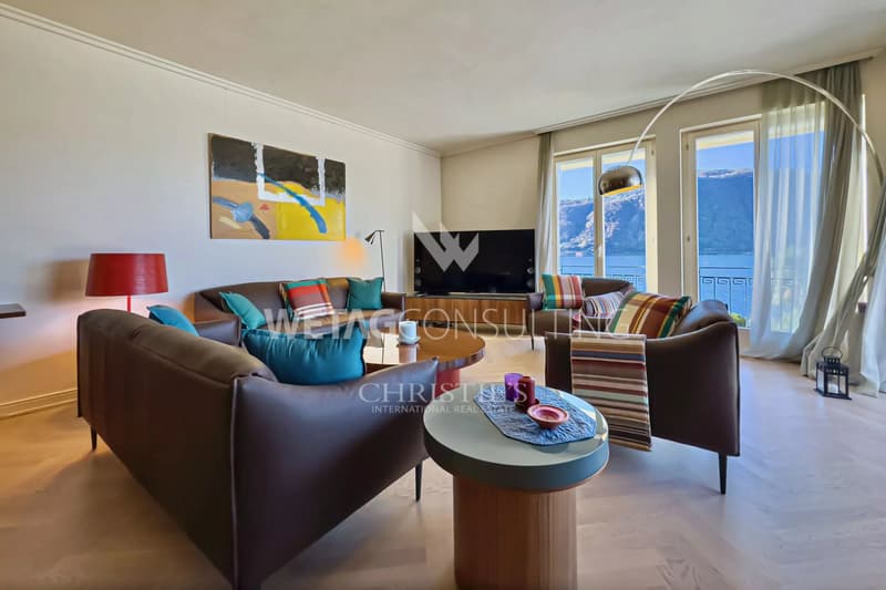 Lugano-Bissone : Appartement avec accès direct au lac, piscine extérieure, vue sur le lac & emplacement de bateau à vendre (3)