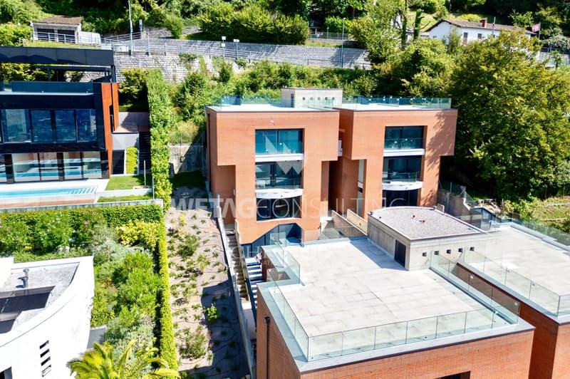 Modern row villa with garden &amp; lake view in Lugano-Aldesago for sale, also suitable as a second home (2)