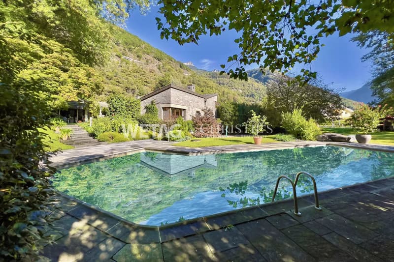 Prestigious villa surrounded by lush greenery with a spacious garden in Grono for sale (2)