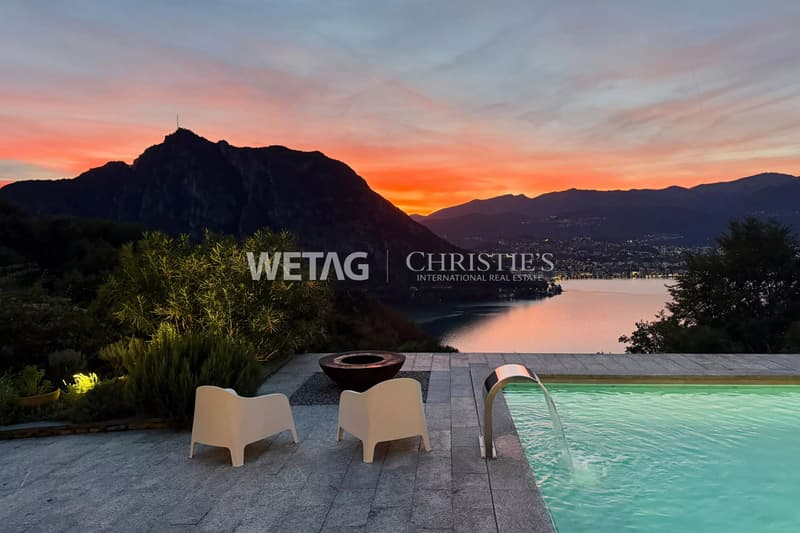Elegante mediterrane Villa mit Swimmingpool, Poolhaus & spektakulärer Seesicht zum Verkauf in Lugano-Pugerna (13)