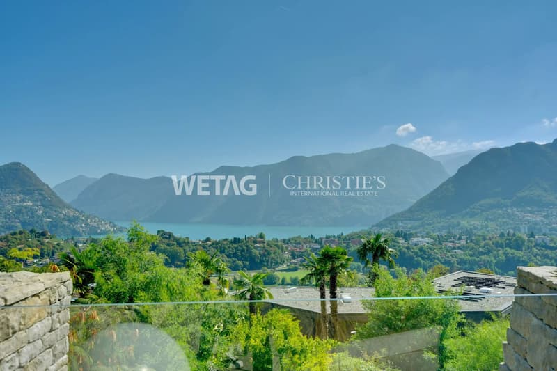 Sonnige Attikawohnung mit herrlicher Seesicht zum Verkauf in Lugano-Muzzano, mit privatem Garten & Pool auf dem Dach (1)