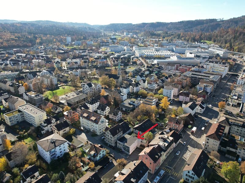 city with many buildings and houses in different colors and sizes