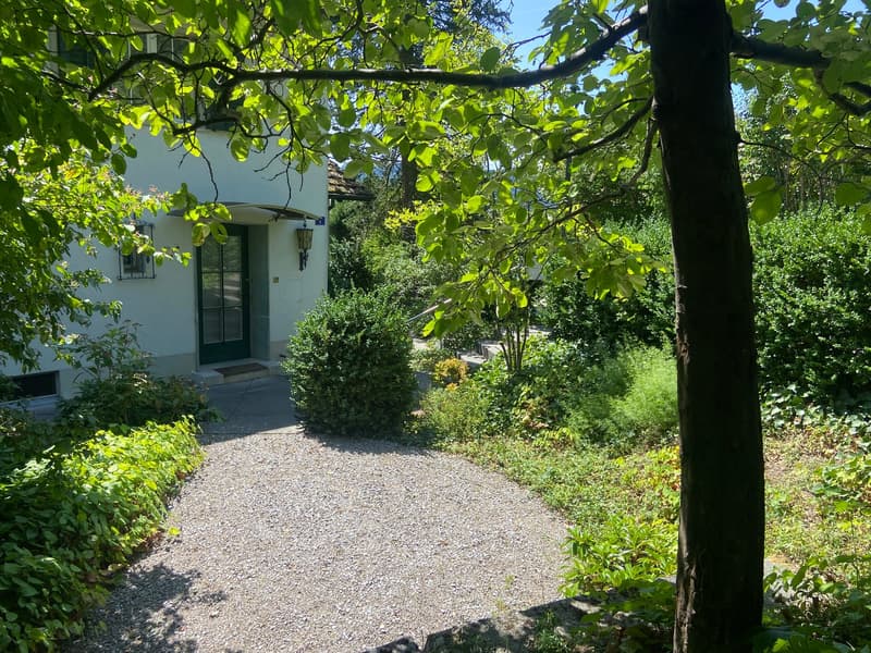 einseitig angebautes Einfamilienhaus mit separatem Garagengebäude und parkähnlicher Gartenanlage (7)