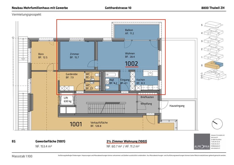 Attraktive 2.5-Zimmerwohnung mit offener Küche, Balkon und Einbauschränken (3)