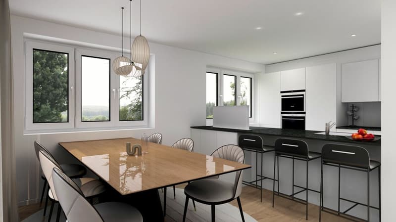 For sale in 8362 Itaslen near Balterswil, new 5½ room single-family house, in an unobstructable location adjacent to an agricultural zone, with a far-reaching view of the meadow! (14)