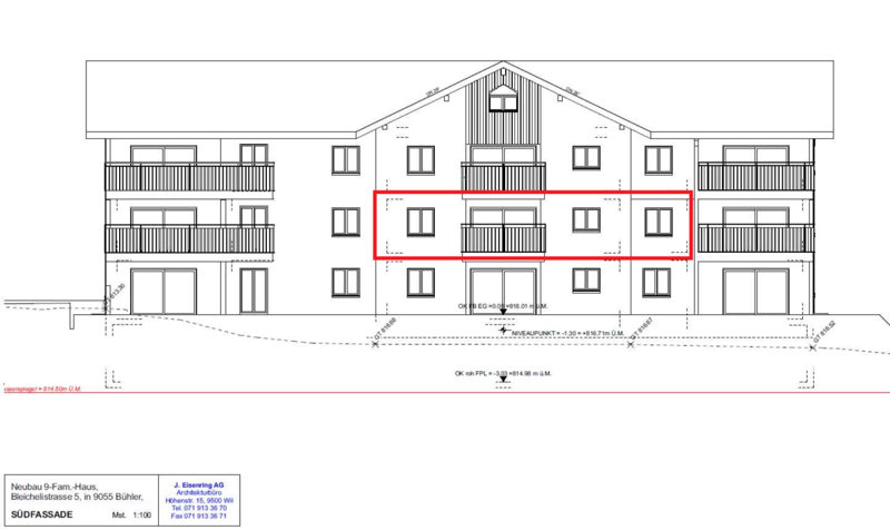 For sale on Bleichelistr. 5 in Bühler, near Teufen: 3.5 room first occupancy apartment with generous layout on the 1st floor. (15)