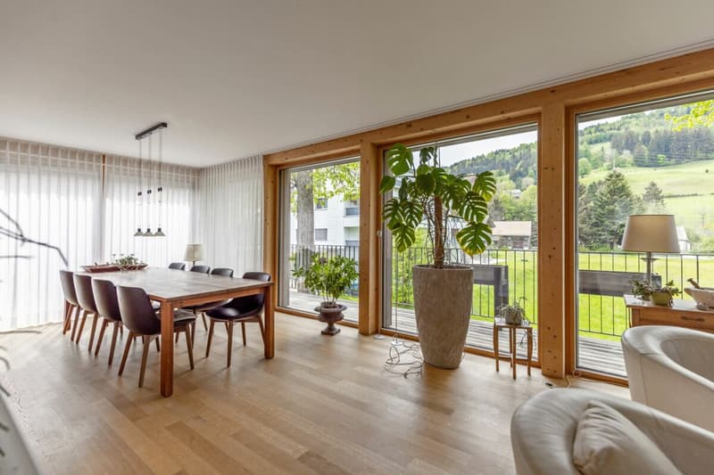 Zu verkaufen grosszügiges Terrassenhaus, 4.5 Zimmer, Länge 35 Meter. Am Bleicheliweg 2, 9055 Bühler bei Teufen, mit Weitsicht auf Wiese und Wald. Nur 2 Gehminuten bis Bahnhof ! (5)