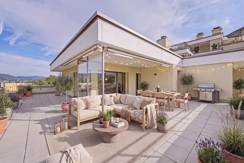 2.0 -Zimmerwohnung mit 94 m² Dachterrasse und Blick ins Grüne (2)