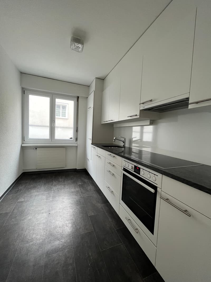 moderne Küche mit Glaskeramikherd, Backofen, Geschirrspüler etc. (Musterbild)