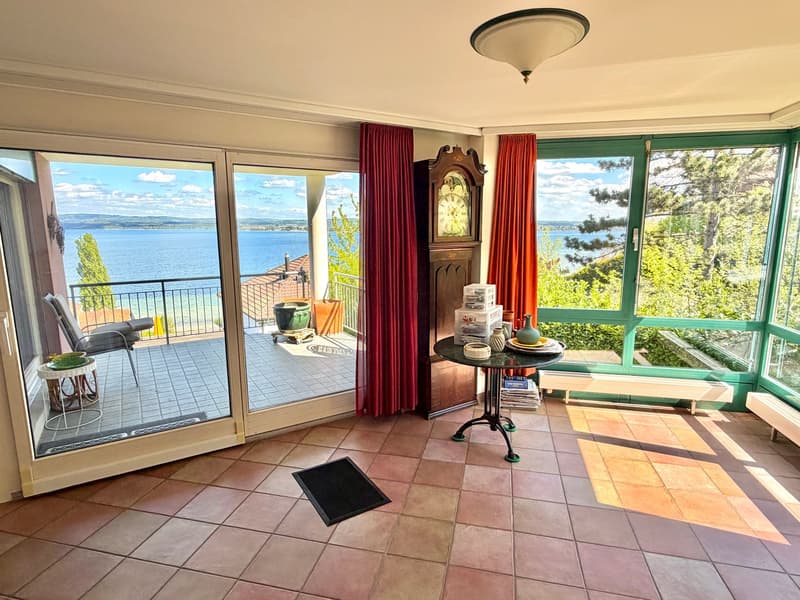 herrliche Aussicht auf den Bodensee vom Wohnzimmer