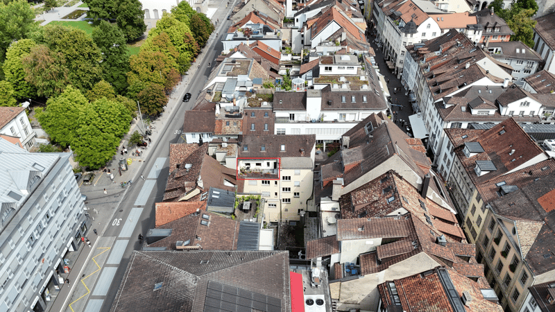 Terrasse und Umgebung aus der Vogelperspektive