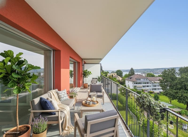 Vivre avec une vue dégagée : appartement lumineux avec deux balcons à Horgen (1)