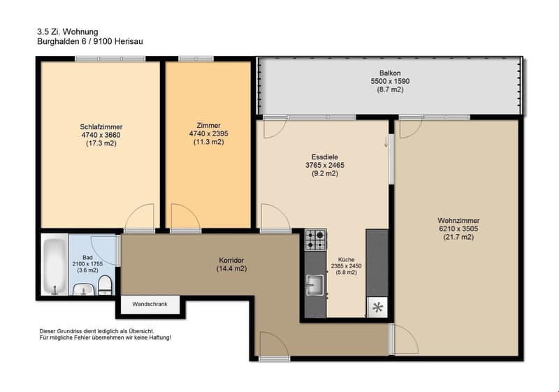 Spacious 3.5 room apartment with balcony (12)