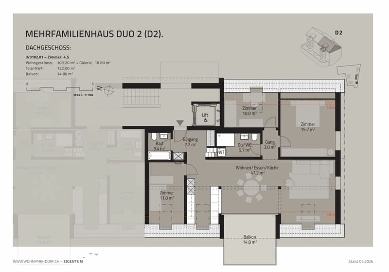 WOHNPARK DORF - 4.5-Zimmer-Dachwohnung (4)