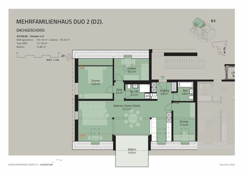 WOHNPARK DORF - 4.5-Zimmer-Dachwohnung (4)