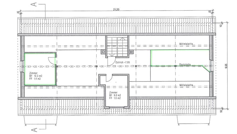 Grundriss Estrich mit Dachzimmer