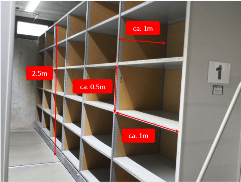 Archive with sliding shelves / archive system (3)