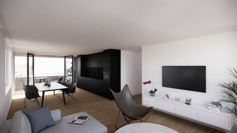 Visualisierung Wohn- und Esszimmer / Küche
