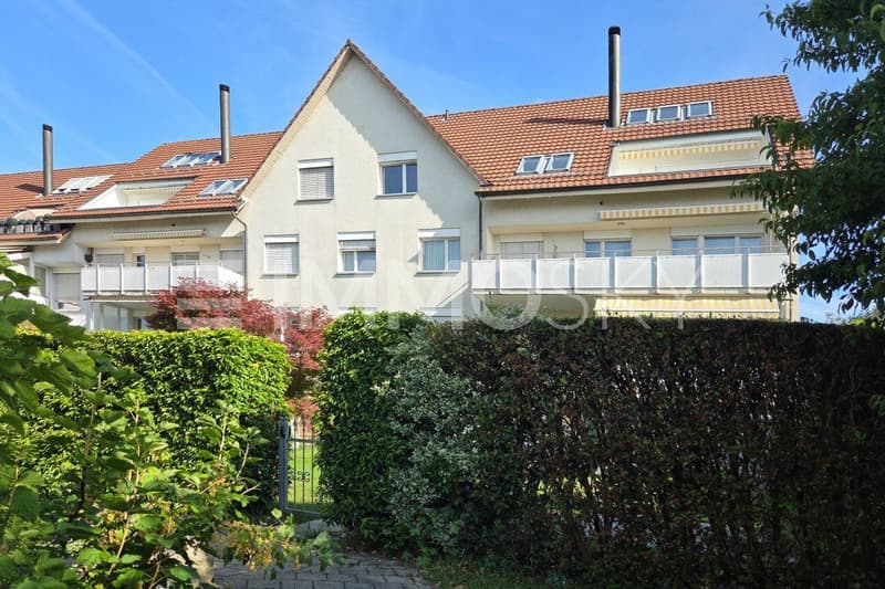 Hinteransicht der beiden Attikawohnungen links und rechts
