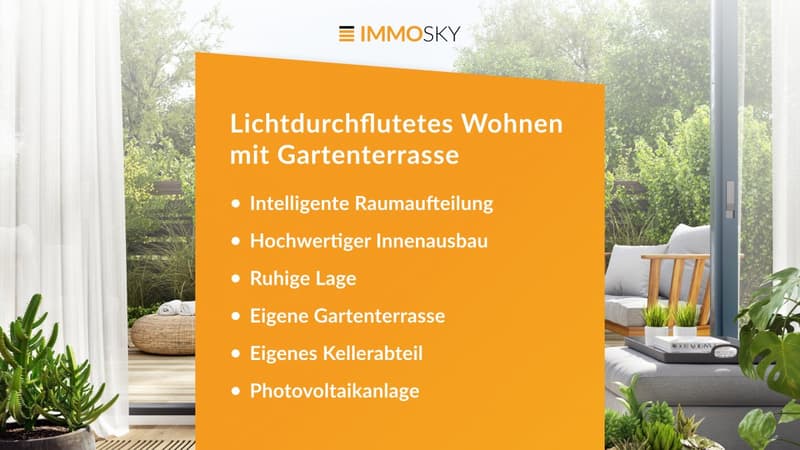 Lichtdurchflutetes Wohnen mit Gartenterrasse