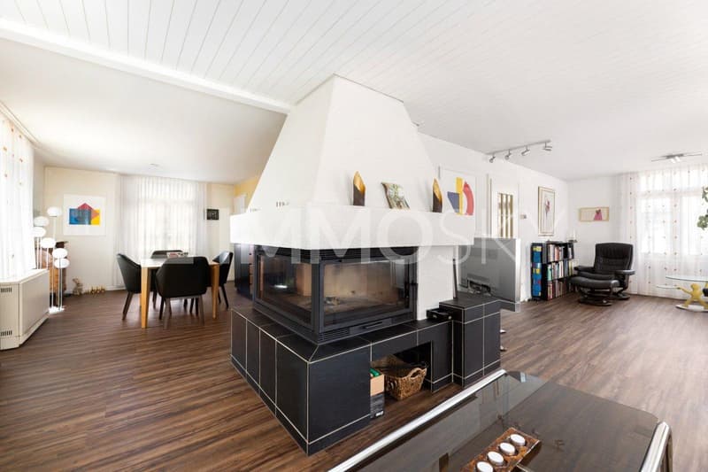 Helles Wohnzimmer mit Cheminée