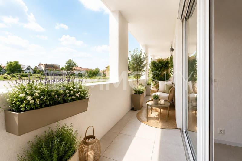 Coursive donnant sur la terrasse homestaging