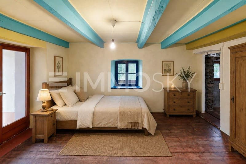 Camera da letto in stile rustico