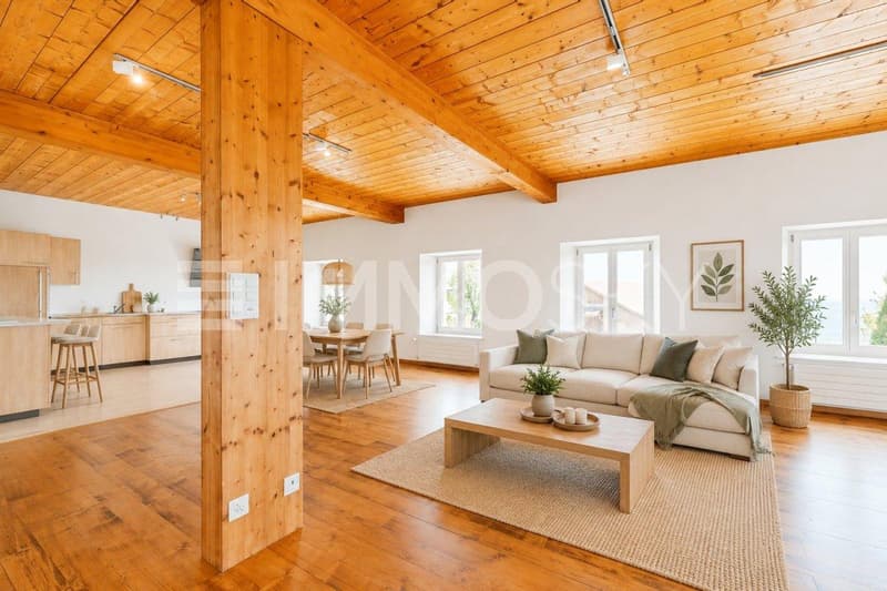 Espace séjour et cuisine (homestaging)