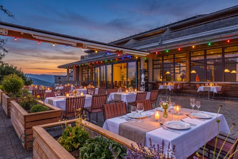 Terrasse links - Visualisierung bei Nacht