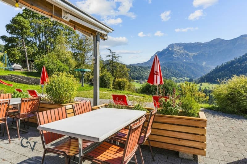 Terrasse Mitte - vom Gastraum aus gesehen