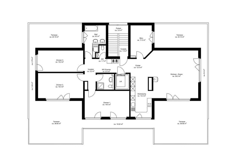 Repräsentative 5½-Zimmer-Attikawohnung mit 144 m² Terrasse und Alpenblick (7)
