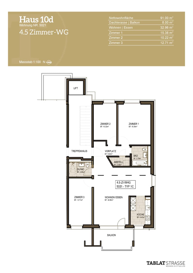 Grosszügige 4½-Zimmerwohnung mit Balkon und modernem Ausbaustandard (11)