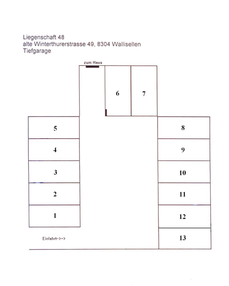 13 units, each with a number, entrance indicated
