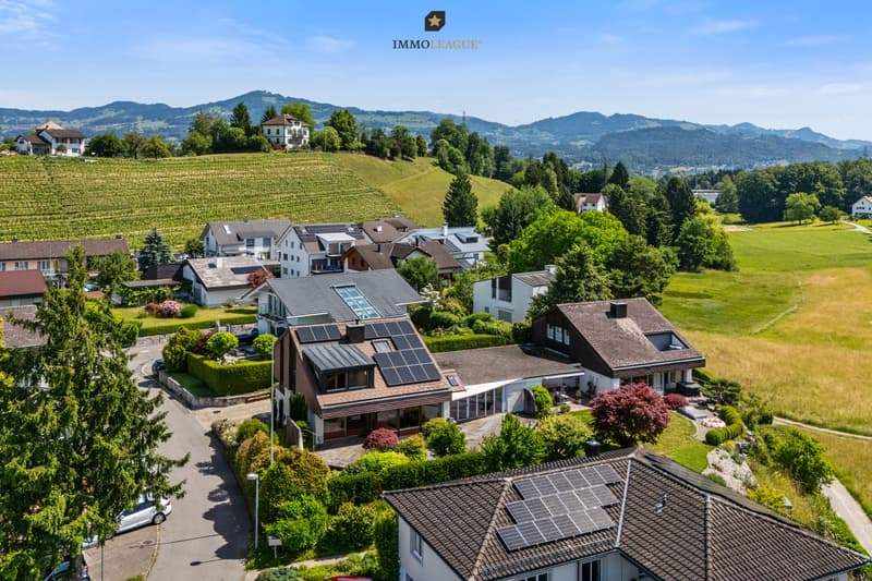 Sonnige Ausrichtung, viel Privatsphäre und den Zürichsee im Blick: Wohnqualität in Bestlage nahe der Natur.