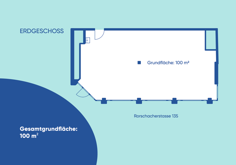 Open plan layout, Grundfläche 100 m²