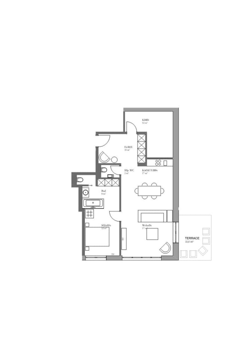 BE12 – Stilvolle 2-Zimmer-Wohnung mit Terrasse an der Bellariastrasse 36, Zürich (5)