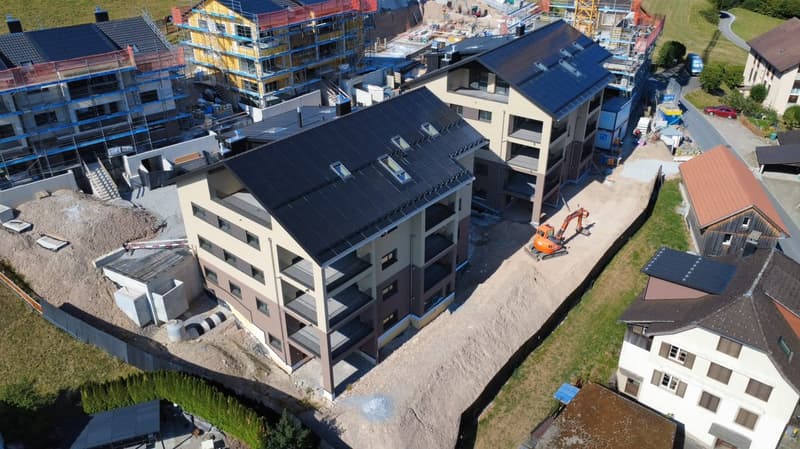 Drohnenaufnahme der Überbauung "Goldig wohnen"