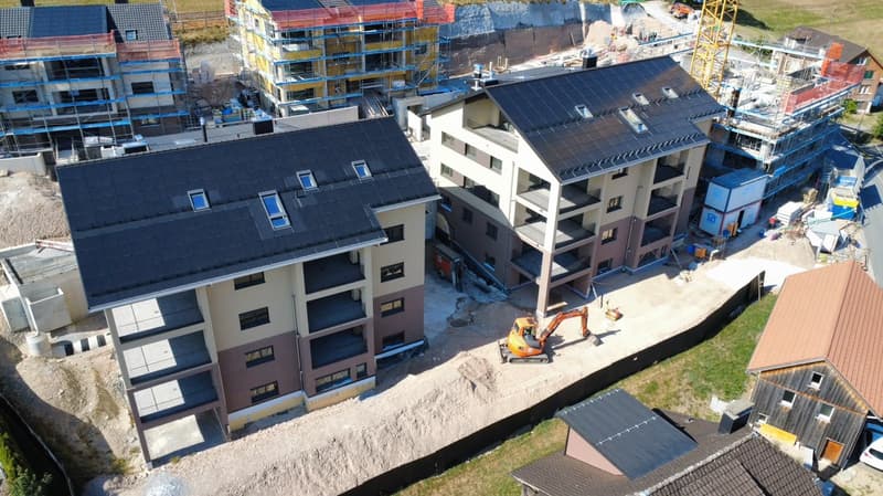 Drohnenaufnahme der Überbauung "Goldig wohnen"
